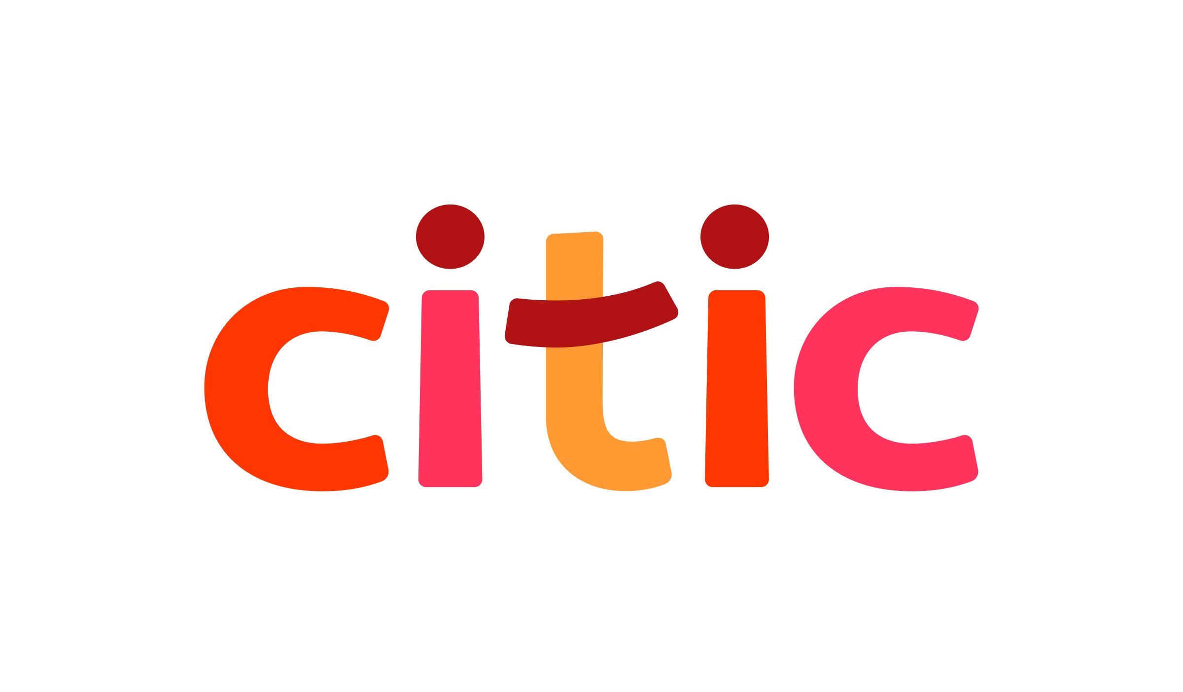 Logotipo de Citic en rojos, naranjo y rosado.