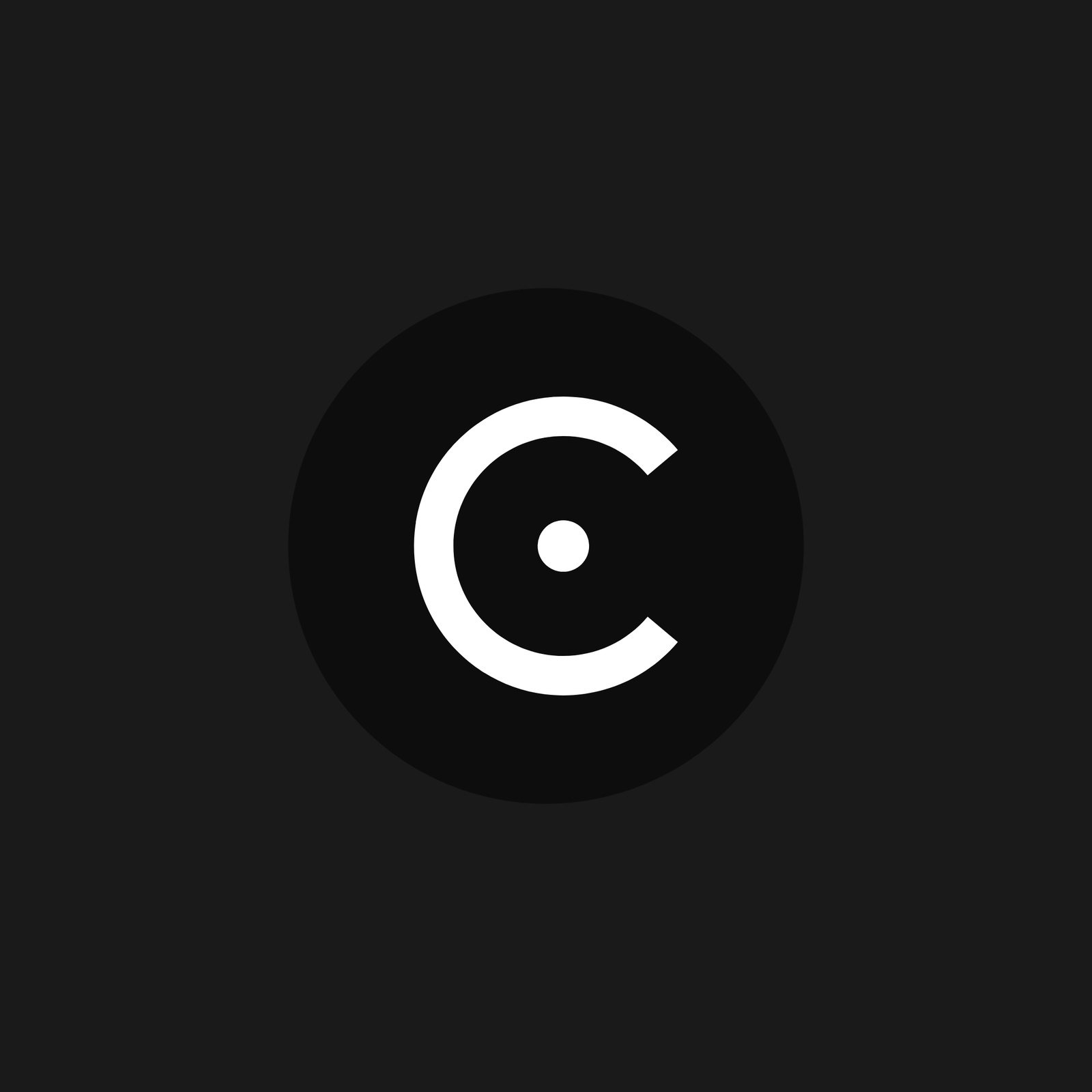 Símbolo de Cleby en blanco dentro de un círculo negro, sobre grafito.