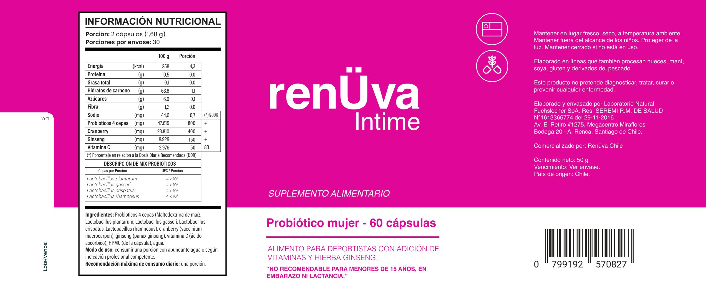 Etiqueta plana de RenÜva Intime, en fucsia.