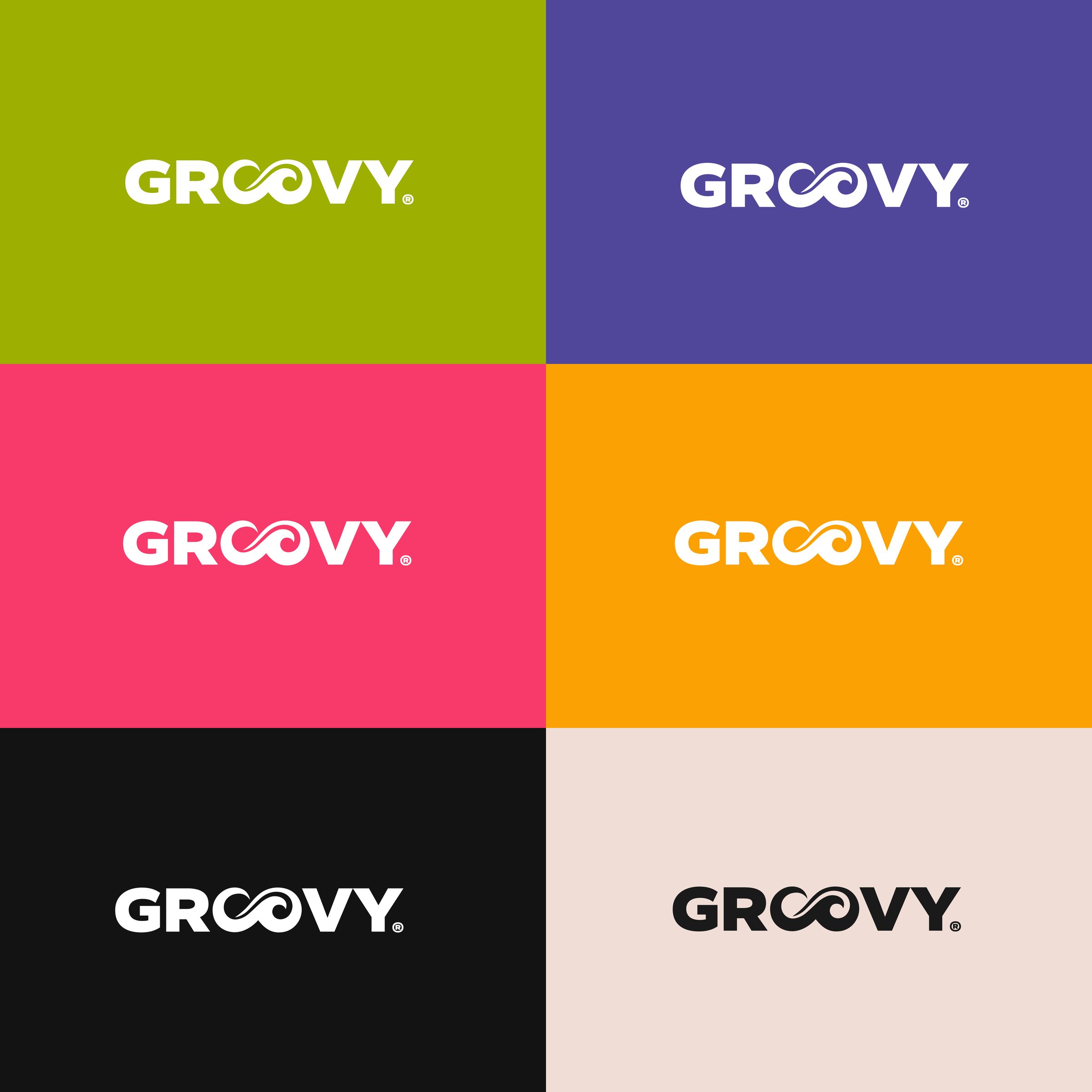 Logotipo Groovy sobre la paleta de colores.