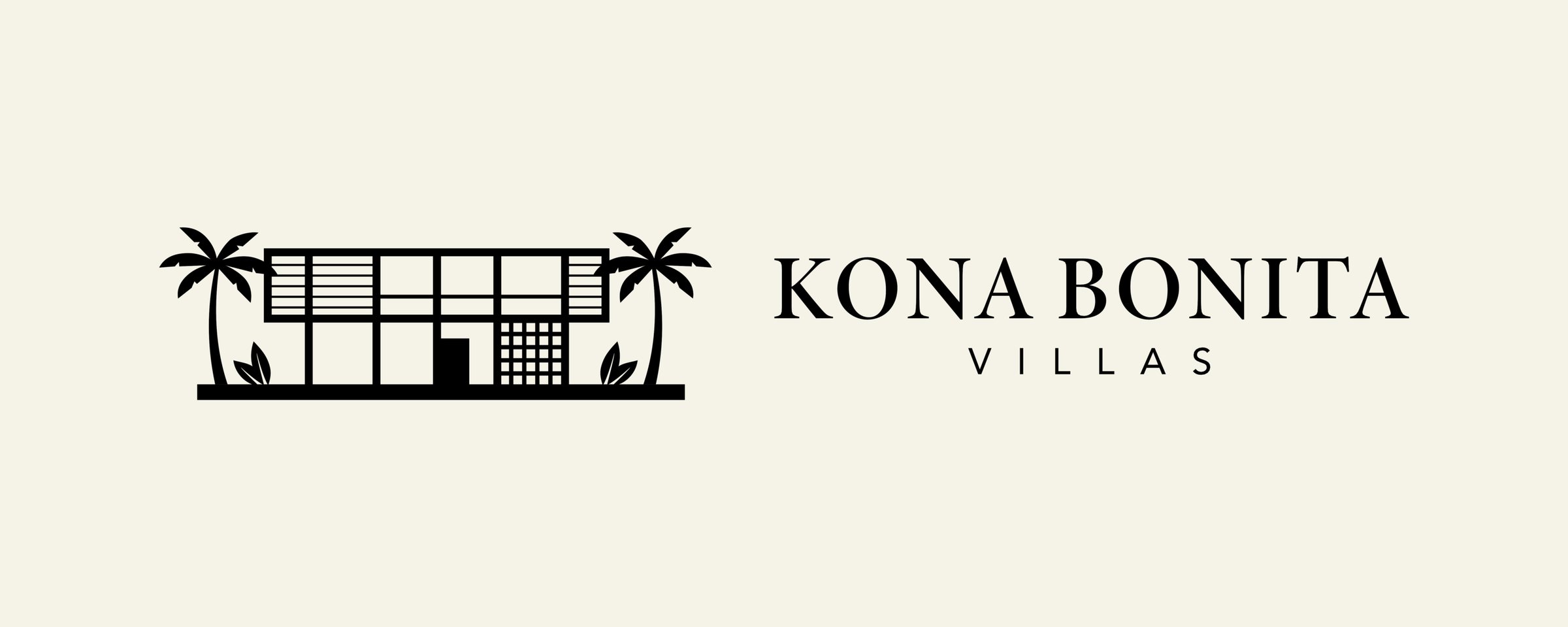 Versión horizontal del imagotipo de Kona Bonita sobre crema.