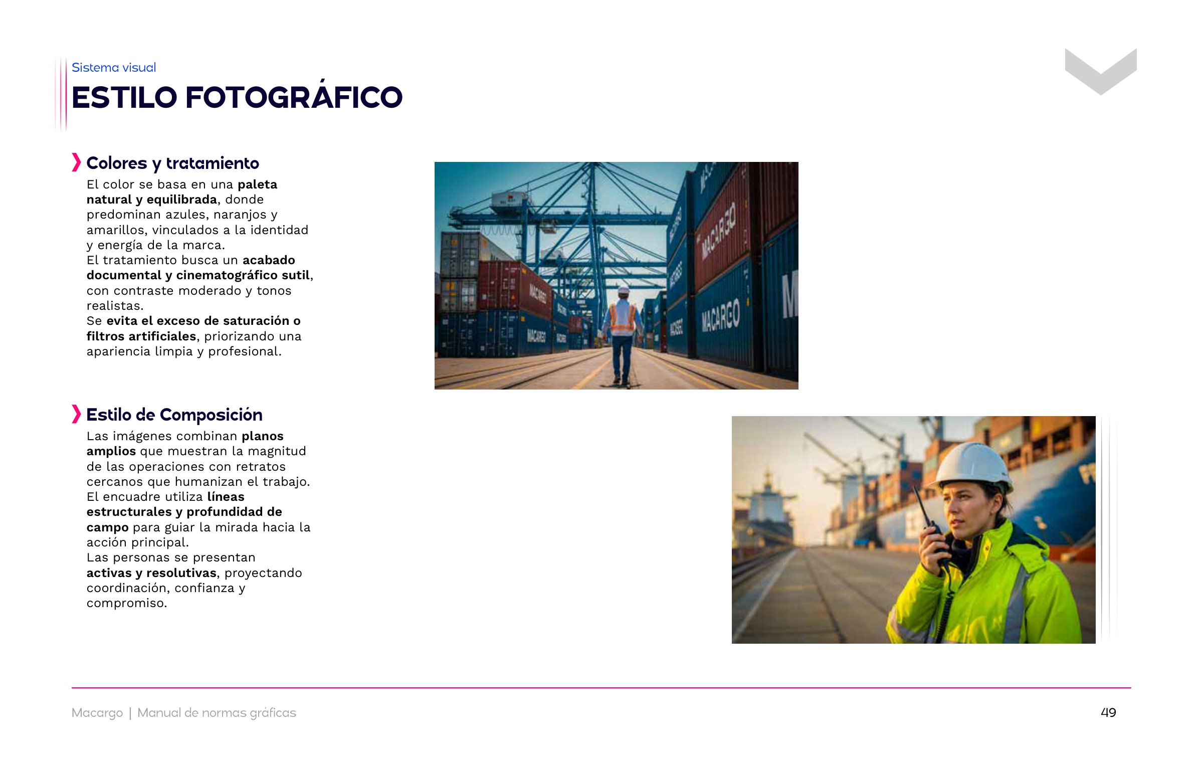 Lámina del manual: color, tratamiento y composición, con escenas de puerto.