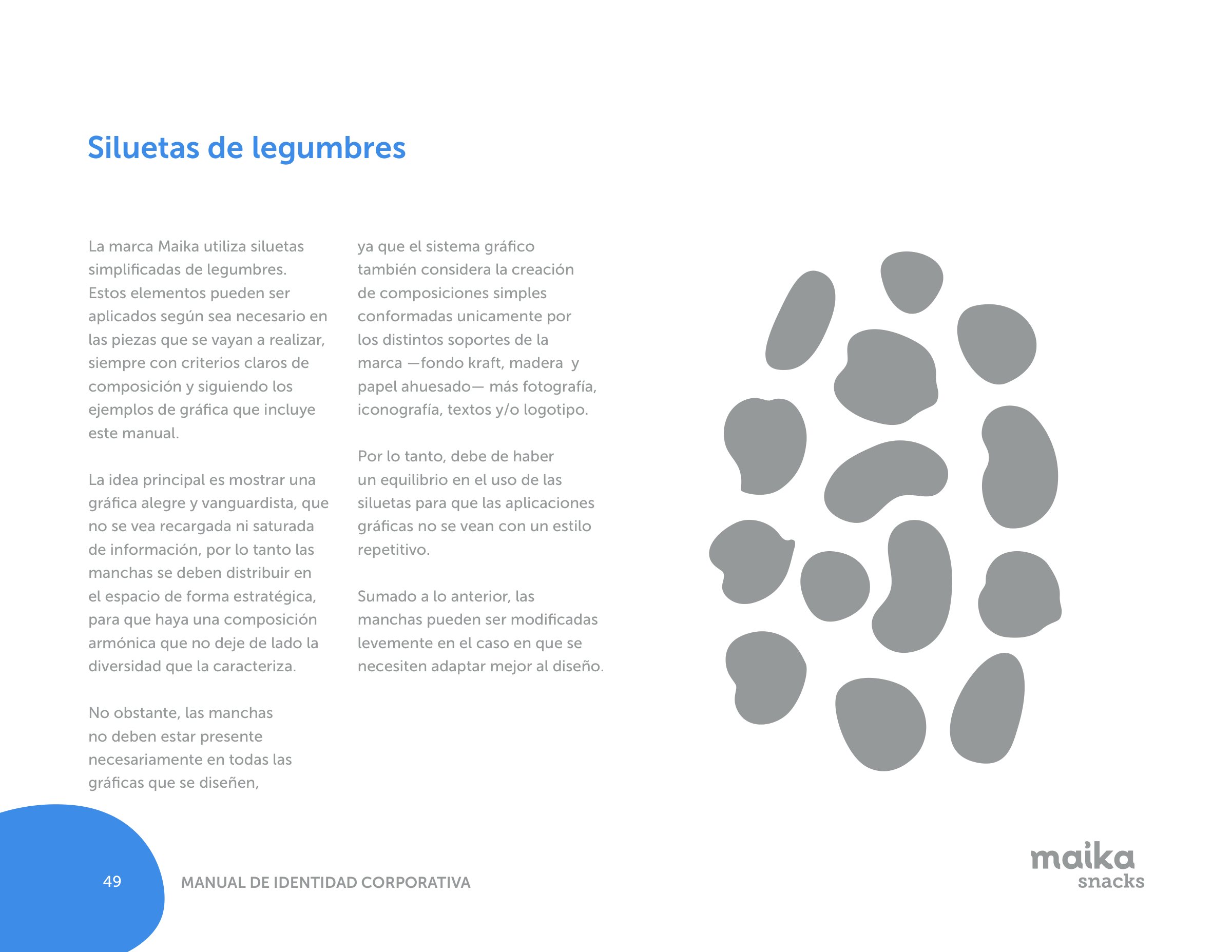 Página del manual con las siluetas simplificadas de legumbres que forman las manchas de la marca.