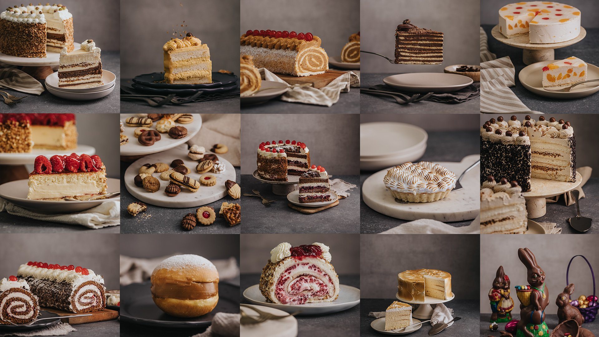 Collage de quince fotografías de productos de Mozart.