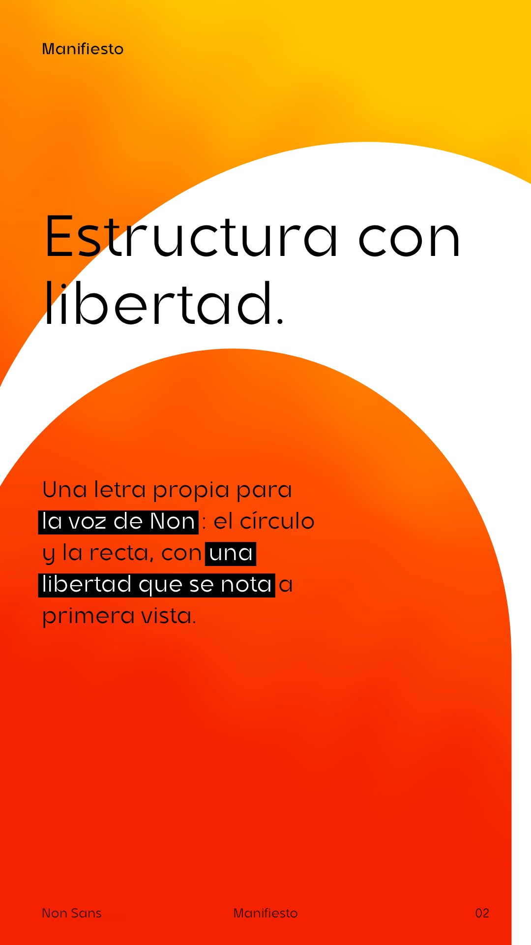 Lámina «Estructura con libertad.»: una letra propia para la voz de Non, el círculo y la recta.