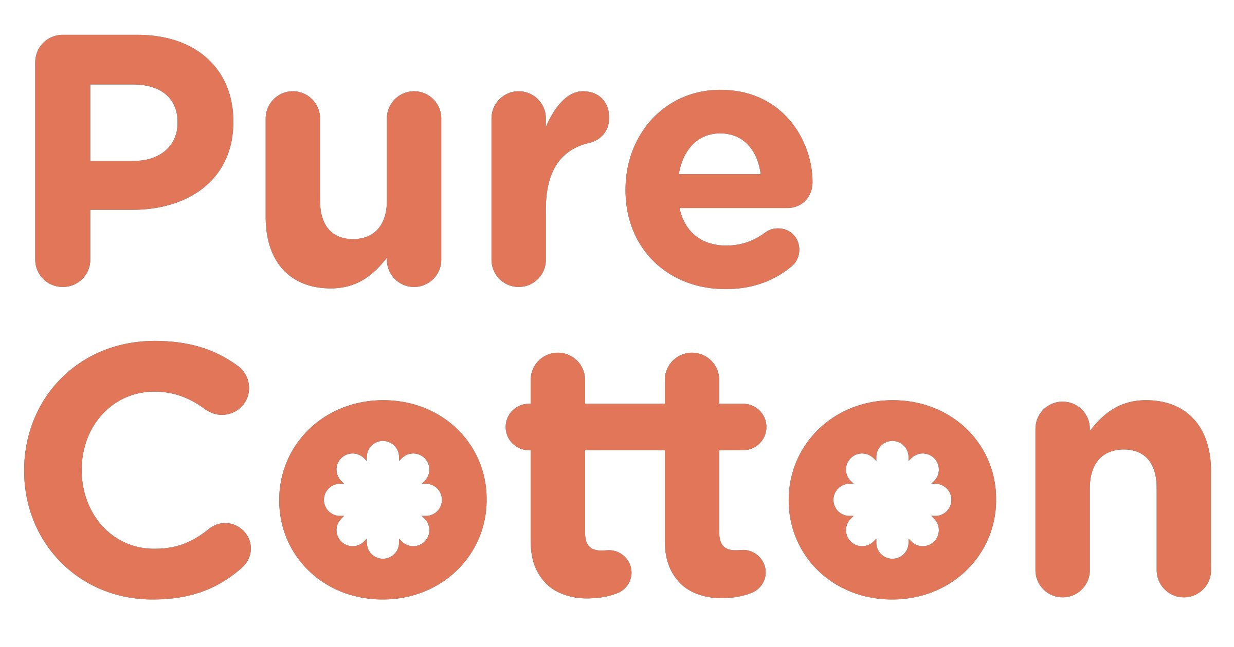 Logotipo Pure Cotton en terracota sobre blanco.