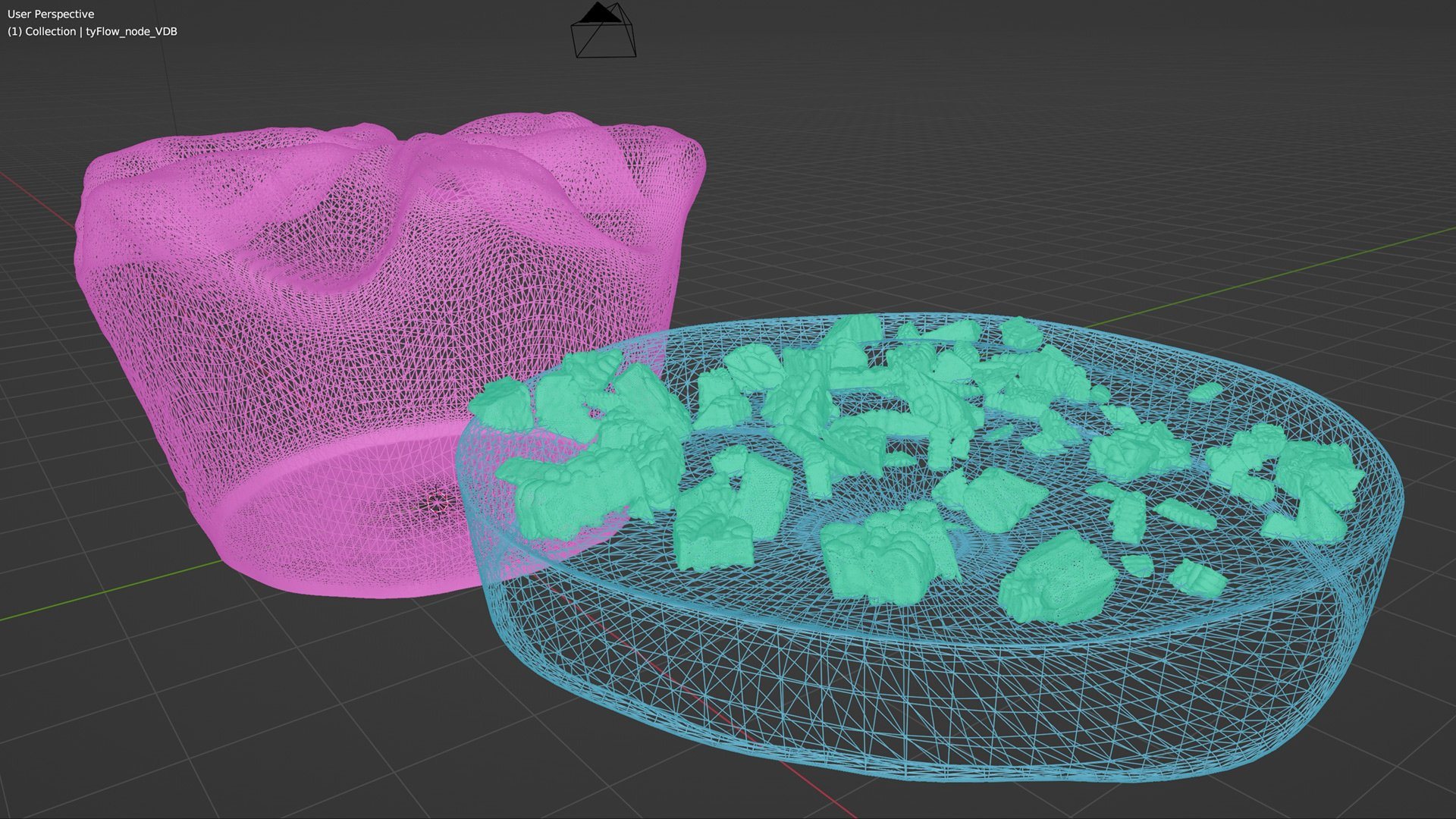 Mallas 3D de un helado y su vaso en el software.