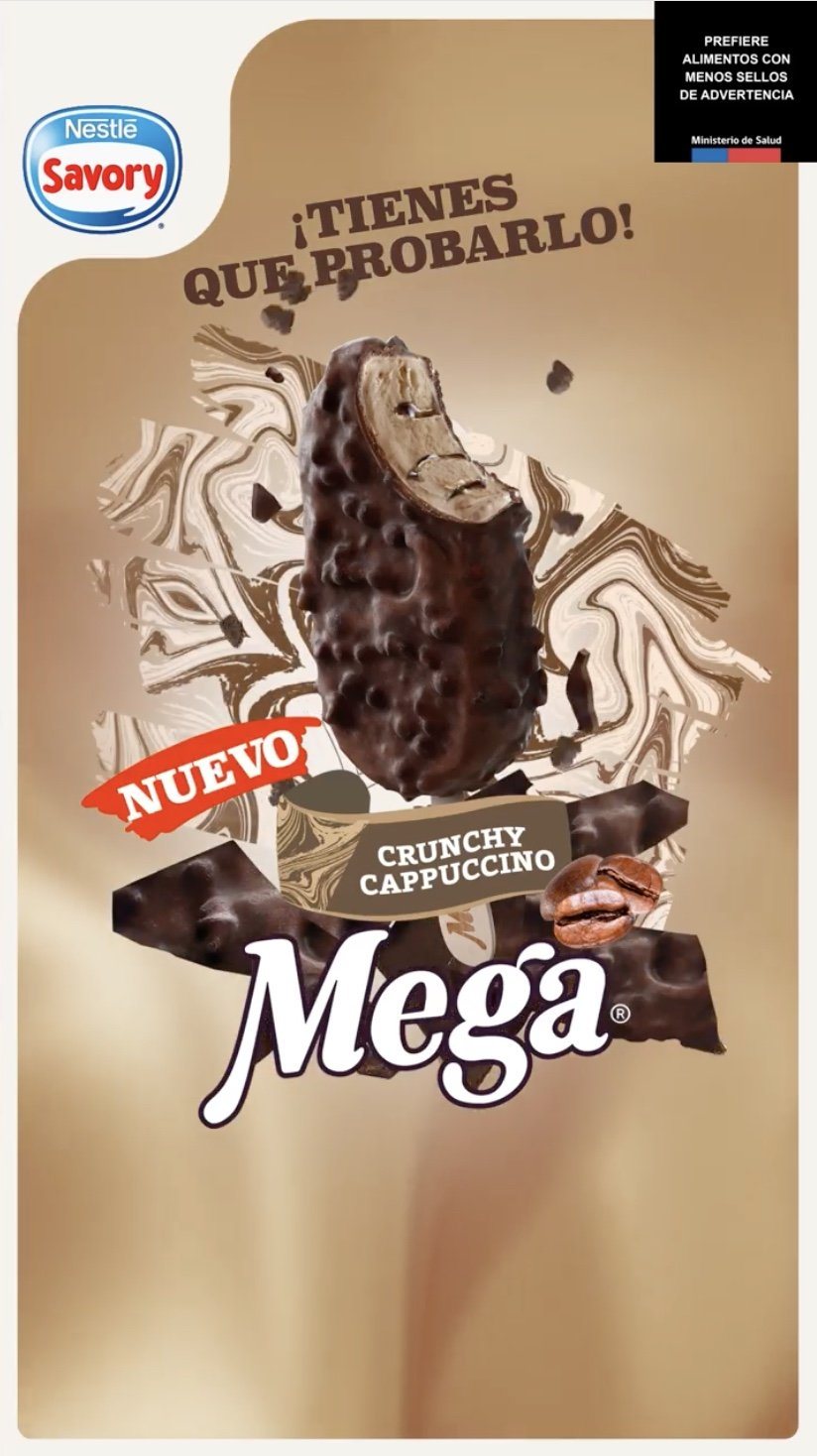Pieza de redes de Savory con el Mega Crunchy Cappuccino.