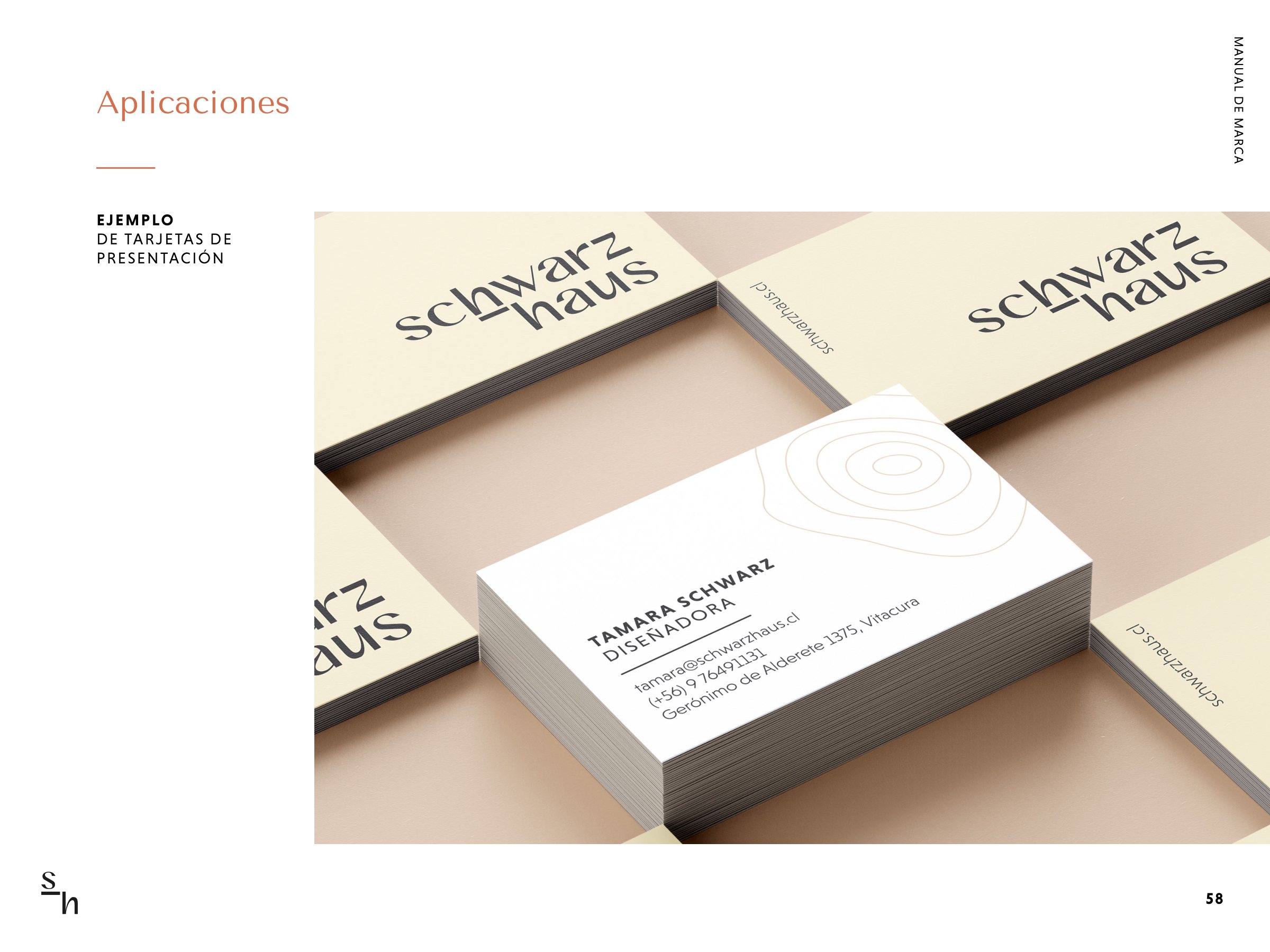 Página del manual: tarjetas de presentación de Schwarz-Haus.