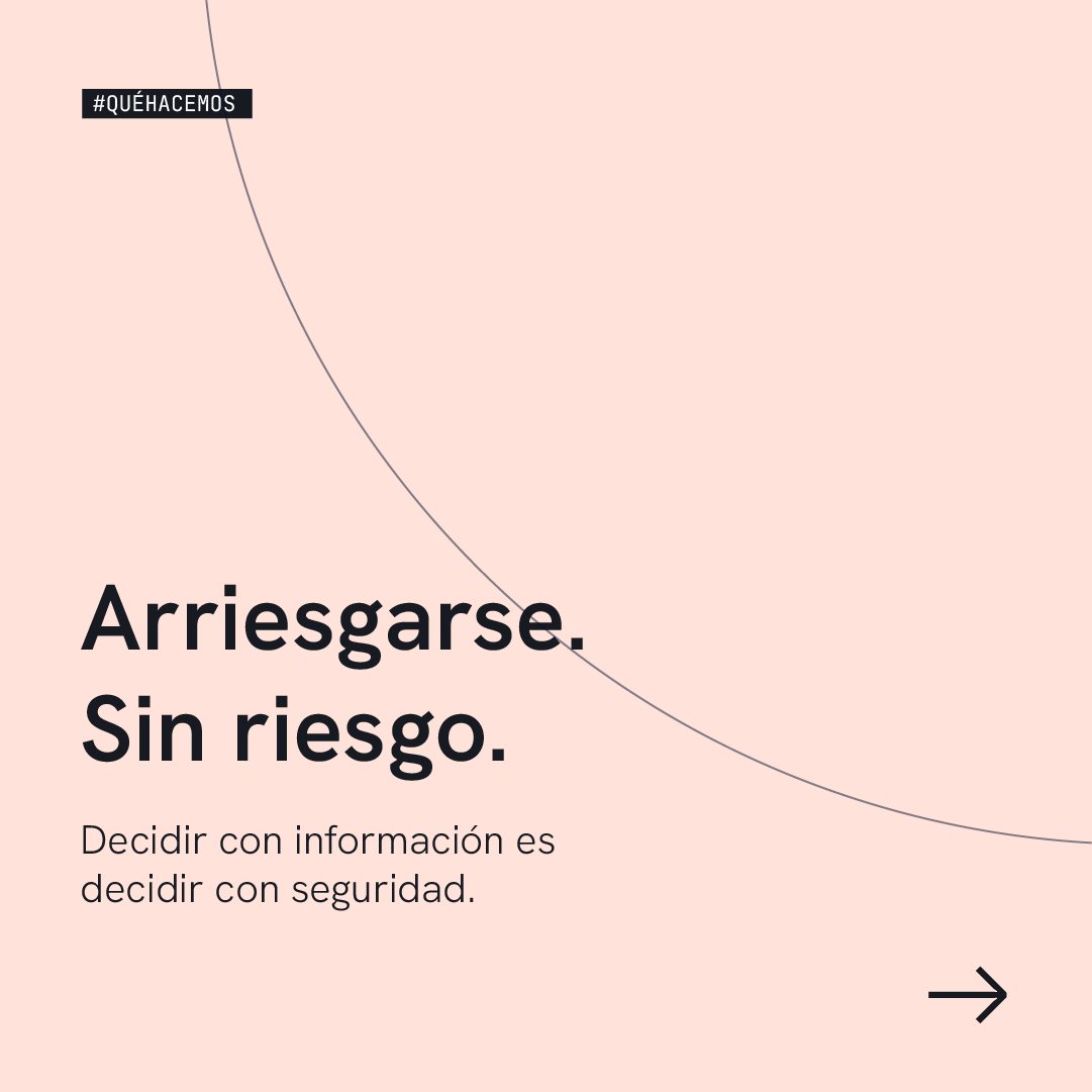 Post rosado: «Arriesgarse. Sin riesgo. Decidir con información es decidir con seguridad».